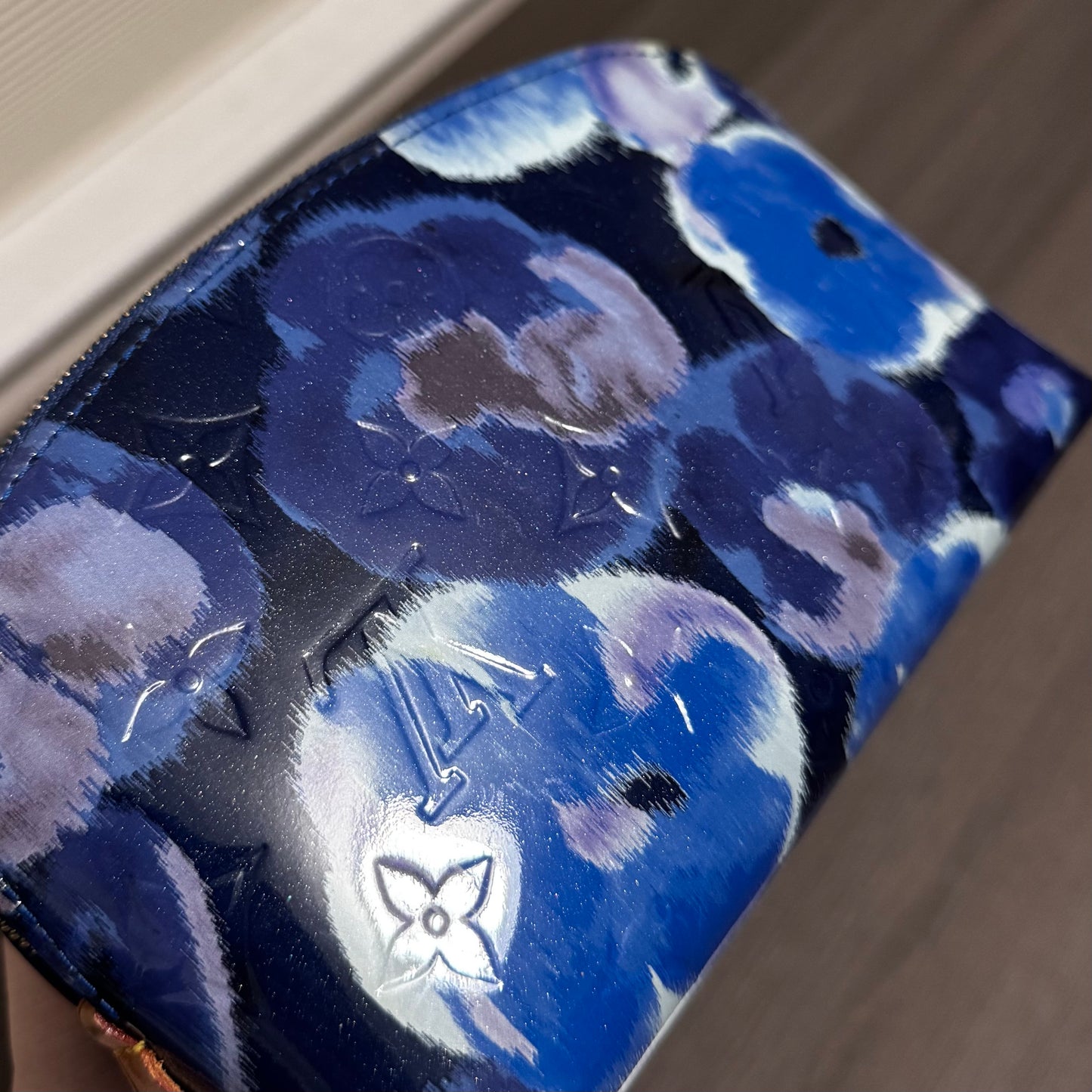 LV Ikat Blue Floral Cosmetic Pouch