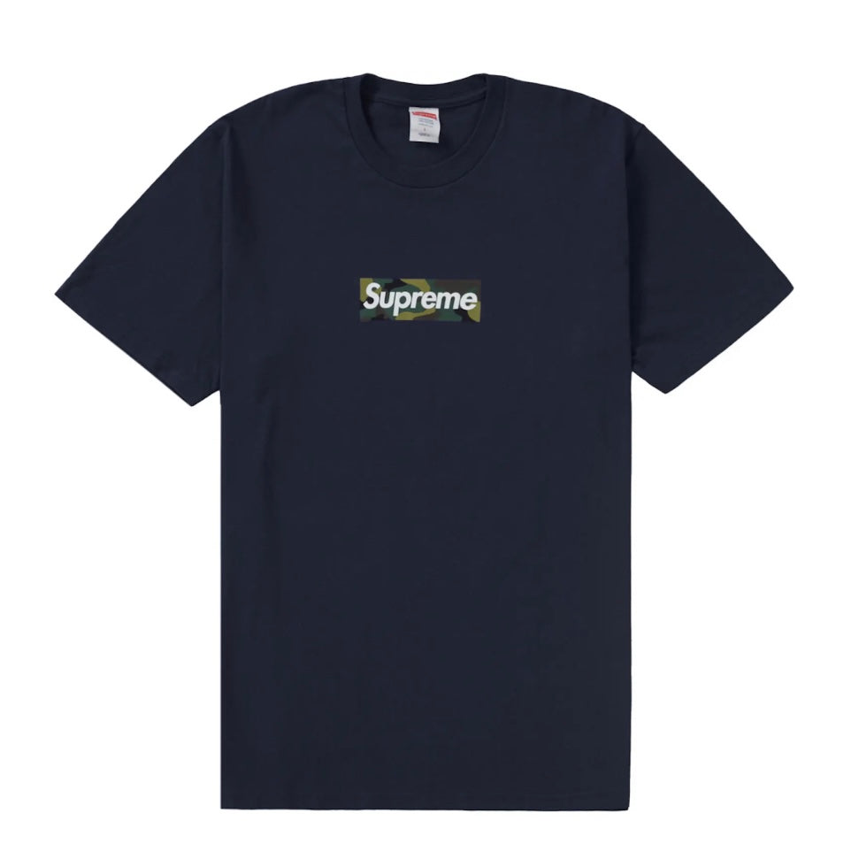 Supreme Camo Box Logo Tee, Navy (Size Medium)