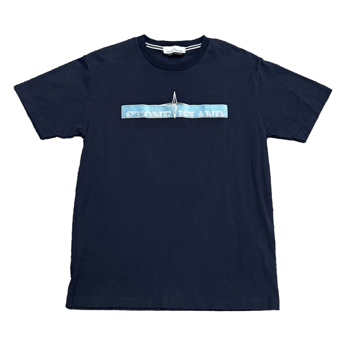 Stone Island Washed Black Fuzzy logo tee (Size XL)