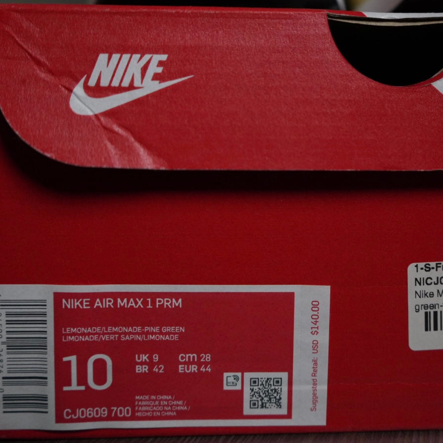 Lemonade Air Max 1 (Size 10)