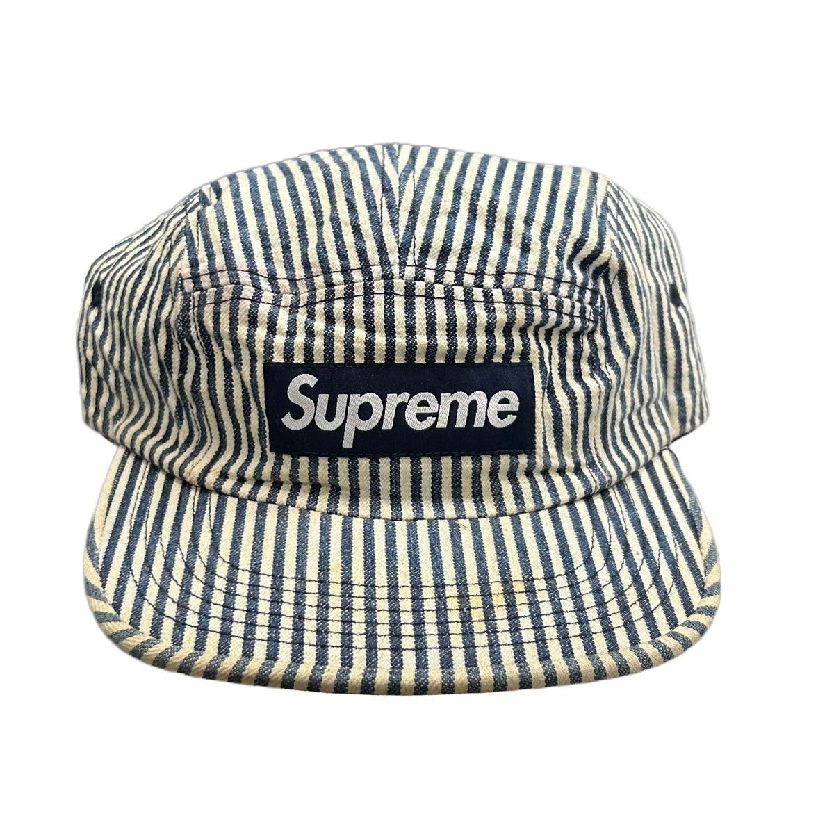 Supreme Denim Indigo Striped Camp Cap