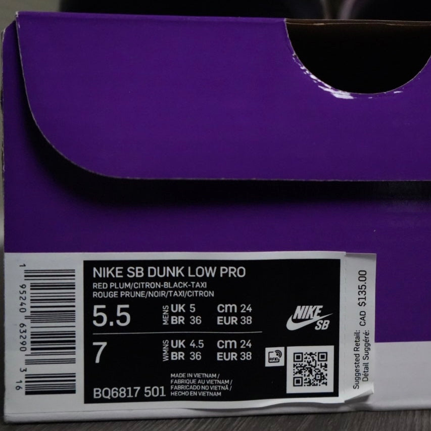 Red Plum Nike SB Dunk low (Size 5.5)