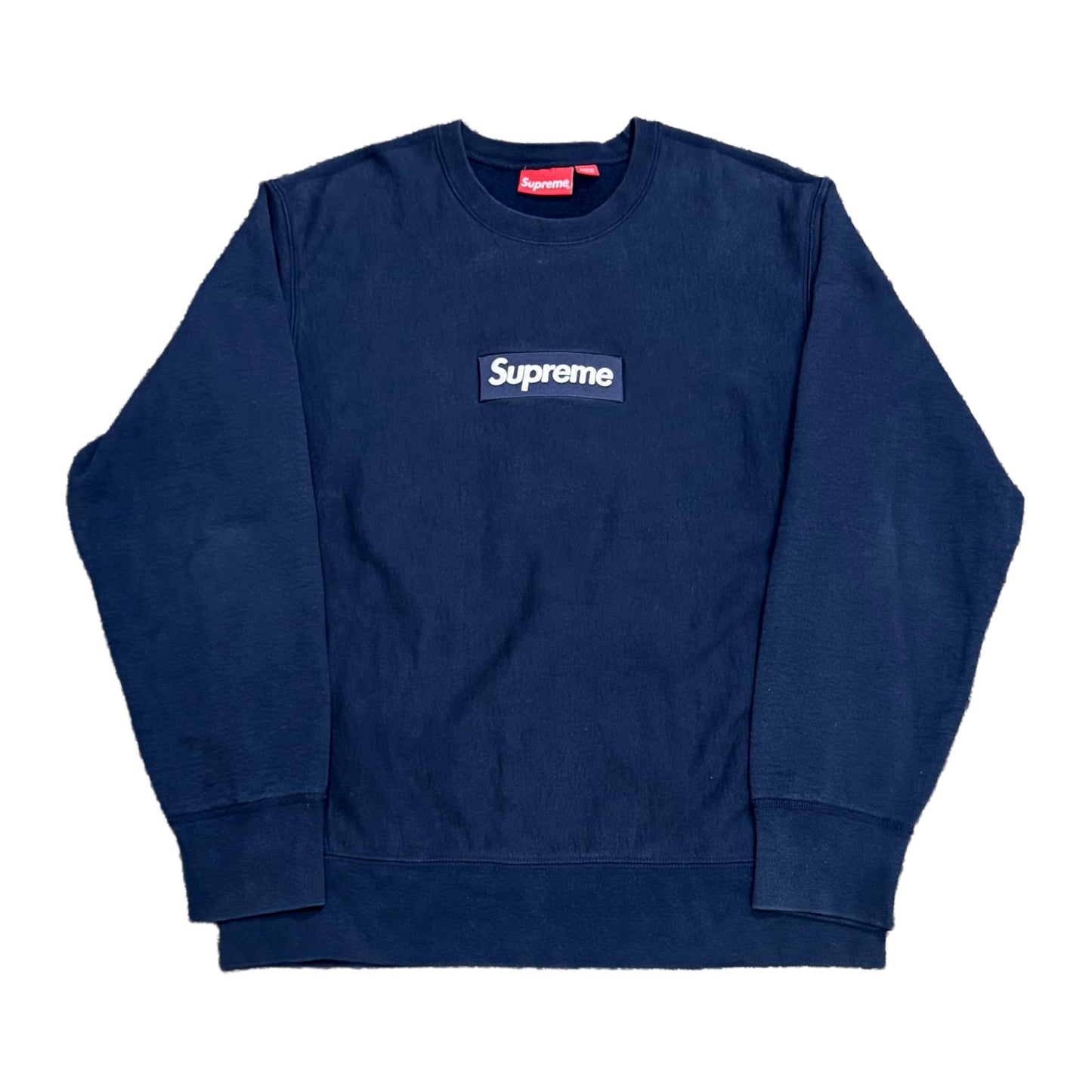 Supreme FW18 Navy Box Logo Crewneck (Size Large)