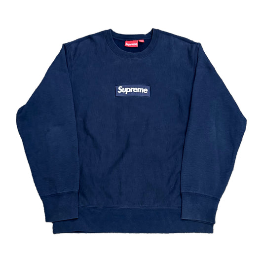 Supreme FW18 Navy Box Logo Crewneck (Size Large)