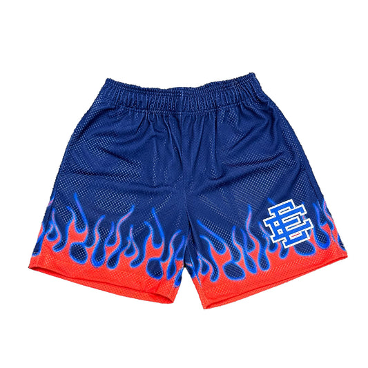 EE Blue/ Red Flame Shorts (Size Small)