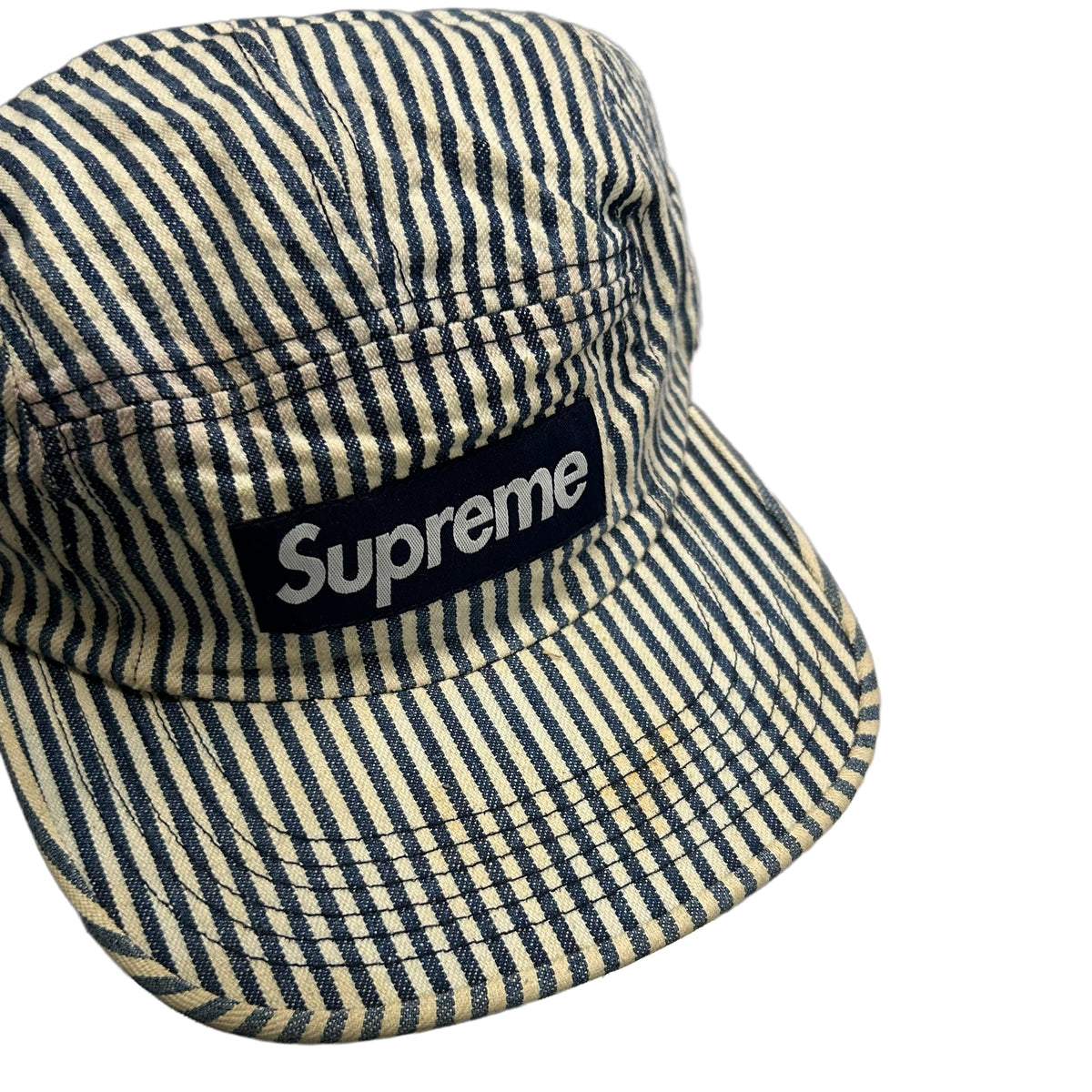 Supreme Denim Indigo Striped Camp Cap