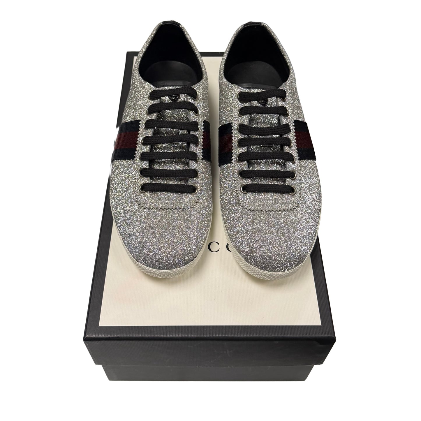 Gucci Bambi Web Silver Sneakers (Fits 9.5/10 Men’s)