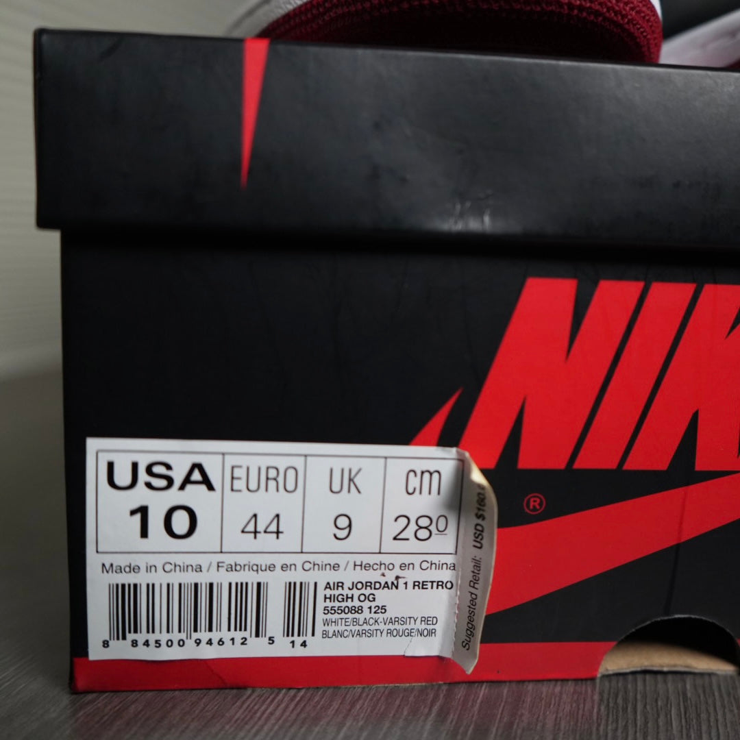 Black Toe Jordan 1 Retro Hi (Size 10)