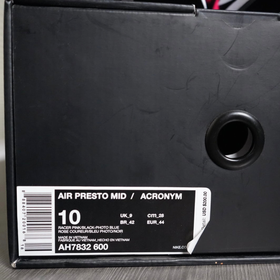 Acronym “Racer Pink” Air Presto Mid (Size 10)